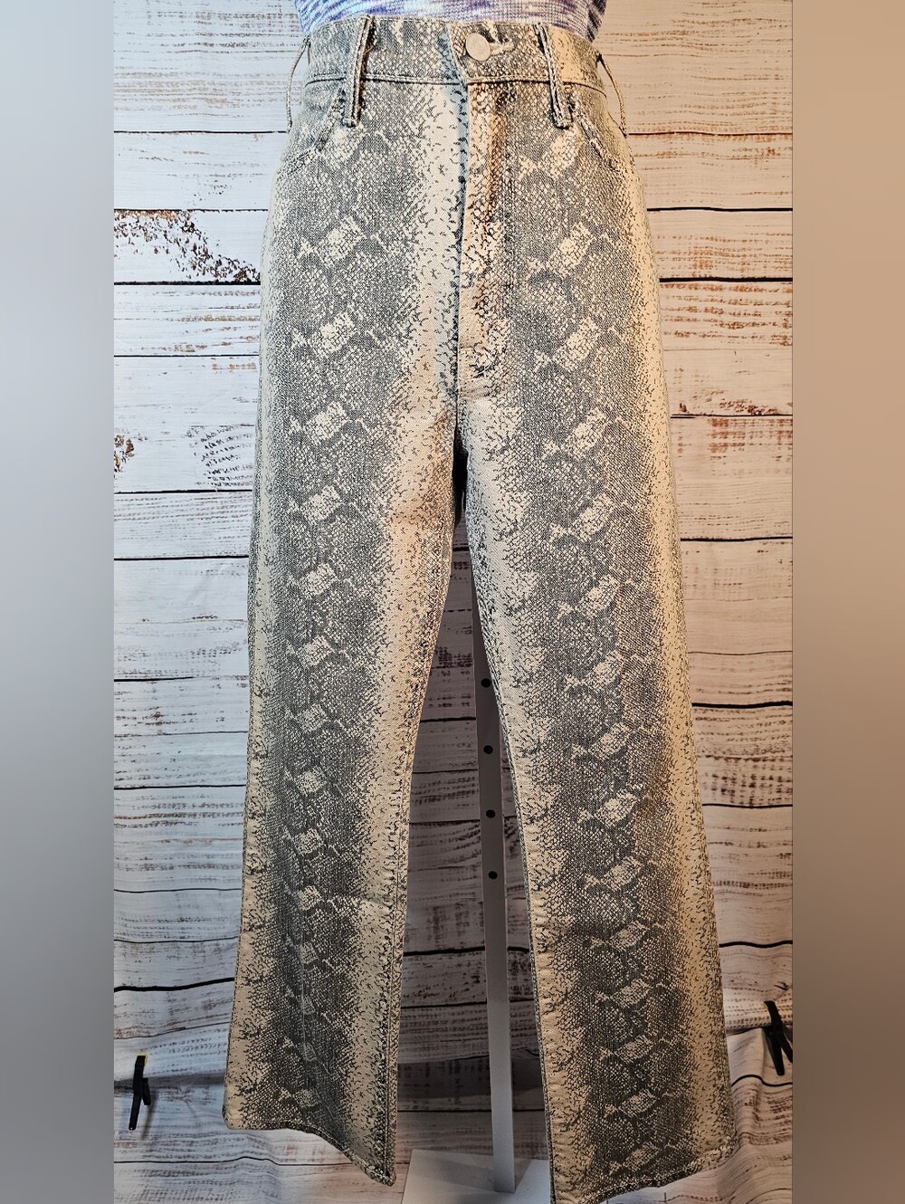MOTHER The Hustler Flood High Rise Snakeskin Jeans Boa Babe NWT 27